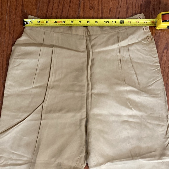 Weathervane High Waste lined linen tan pants - Size 12P - Picture 8 of 12
